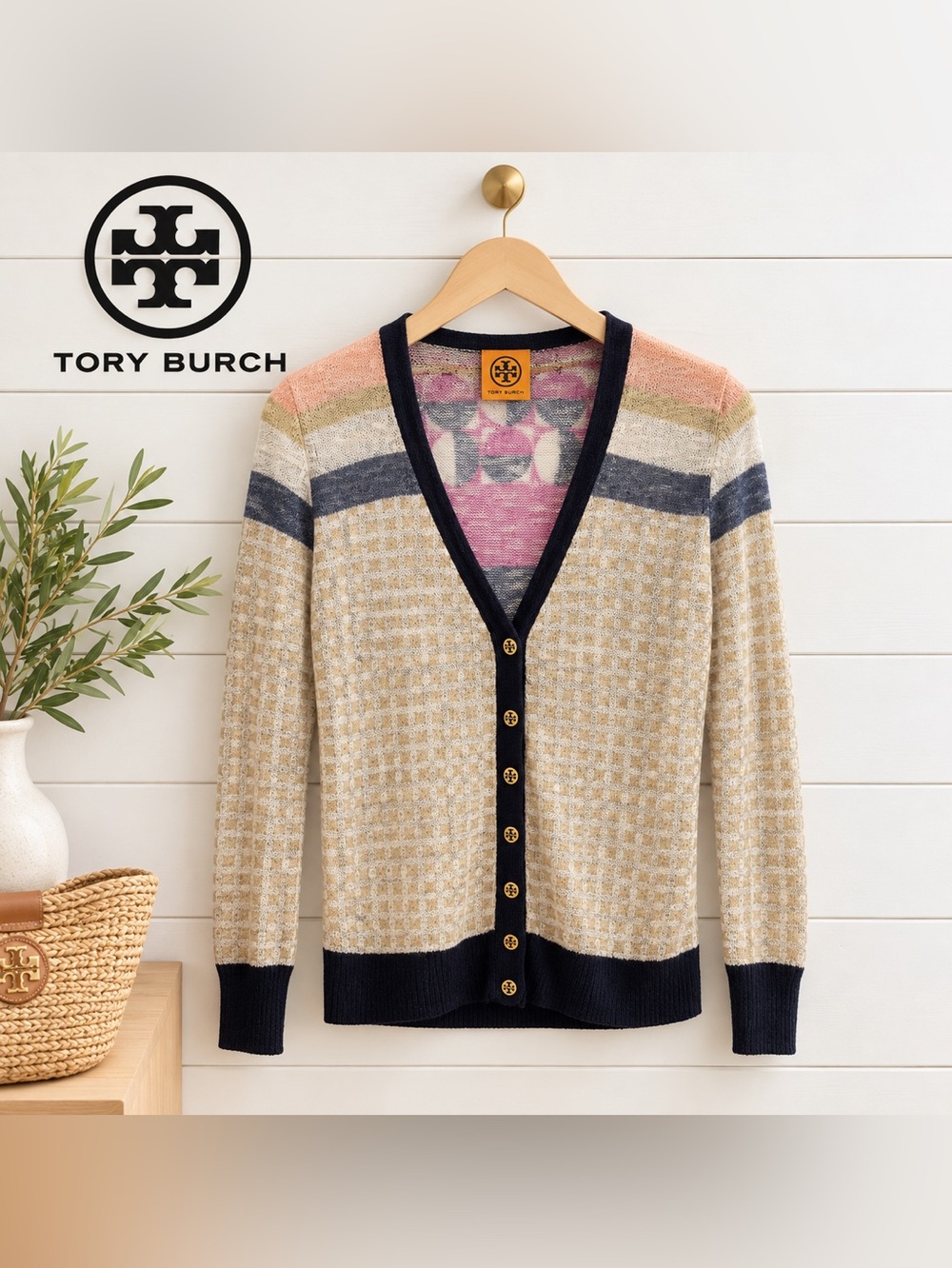 Tory Burch Lightweight Knit Cardigan – Multicolor – Size M
